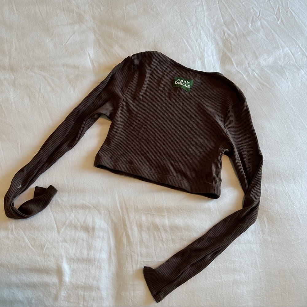 Daily Drills Chocolate Long Sleeve Crop Top